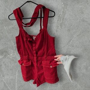 Kut From Kloth Saima Linen Rayon Spandex Blend Waist Tie Pocketed Shorts Romper